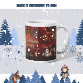 Taza Fancy RED Gold Holiday con personajes