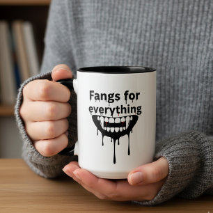 Taza Fangs for Everything Mug   Vampire Teeth Halloween