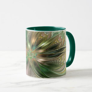 Taza Fantasía abstracta moderna y colorida Flor fractal