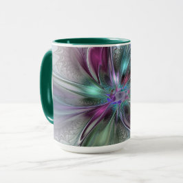 Taza Fantasía colorida Resumen Flor Fractal Moderna