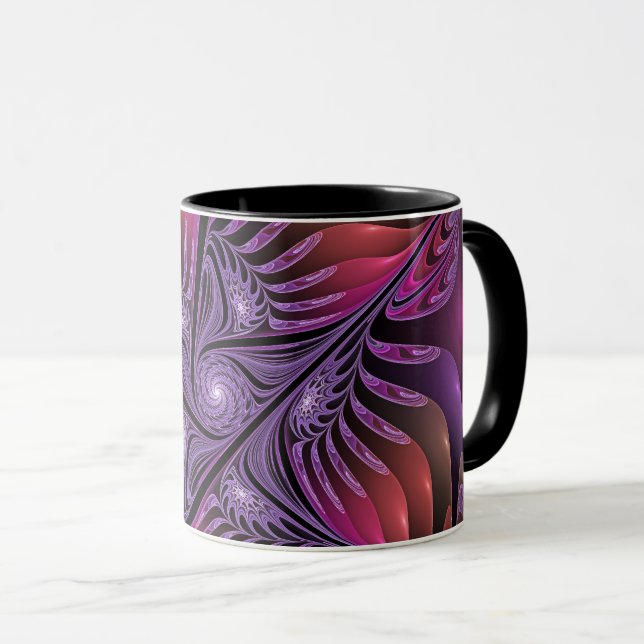 Taza Fantasía colorida Resumen Trippy Purple Fractal (Anverso derecho)