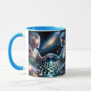 Taza Fantasía cute estrellas del espacio de ajedrez