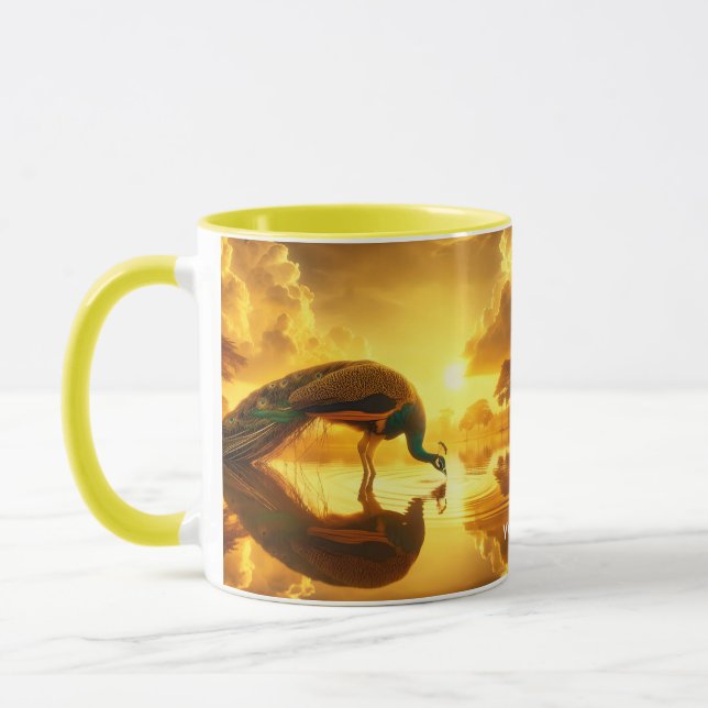 Taza Fantasía Cute Peacock Agua potable (Izquierda)