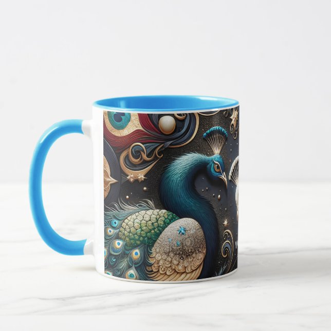 Taza Fantasía Cute Peacocks Feminios Crescent Fethers (Izquierda)