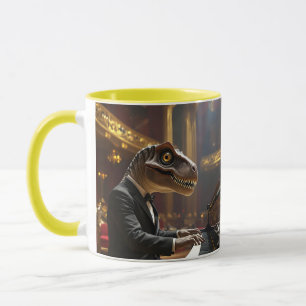 Taza Fantasía Cute T-rex Jugando Piano
