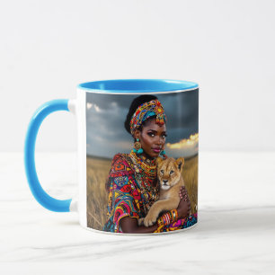 Taza Fantasía cutre mujer africana león