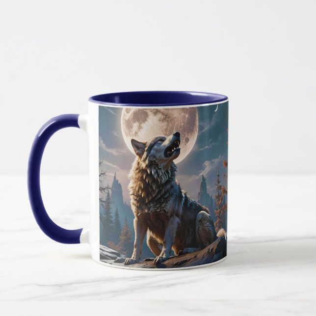 Taza Fantasía De Lobo A La Luna (Izquierda)