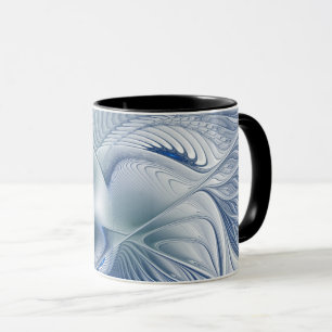Taza Fantasía dinámica Resumen tonos azules arte fracta
