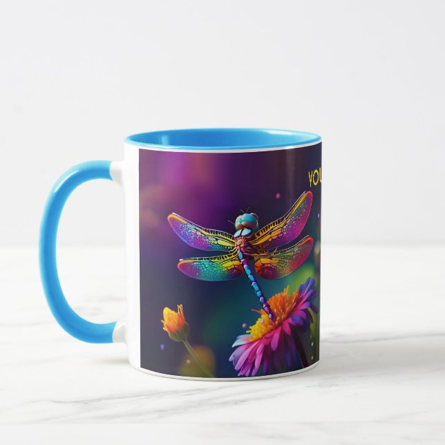 Taza Fantasía Dragonfly Cuidadosa Con Flor (Izquierda)