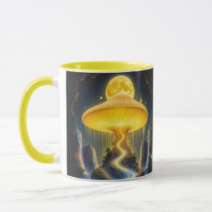 Taza Fantasía lindo hongo amarillo antiguo