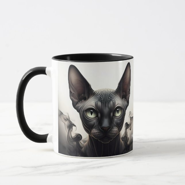 Taza Fantasía lindo Sfinx Gato negro (Izquierda)