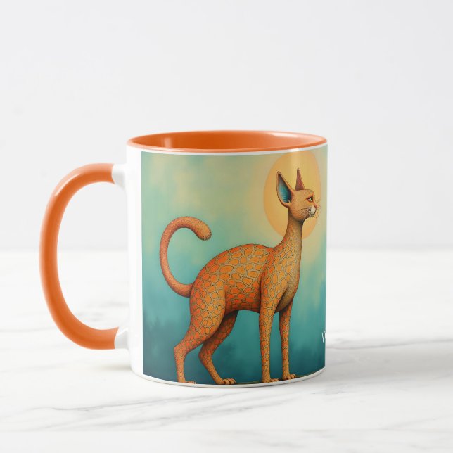 Taza Fantasía Naranja lindo Gato abstracto (Izquierda)