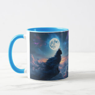 Taza Fantasía nubes de la luna del gato lindo