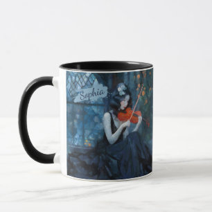 Taza Fantasía oscura violinista gótico en el Jardín de