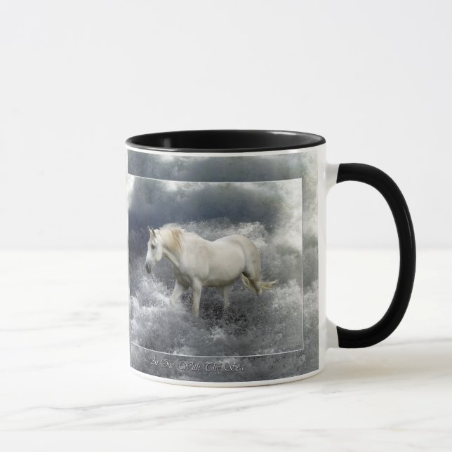 Taza Fantasía Regalos de Caballo Blanco y Surf Océano (Derecha)