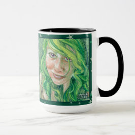 Taza Fantasía verde haitiana con peluca morada