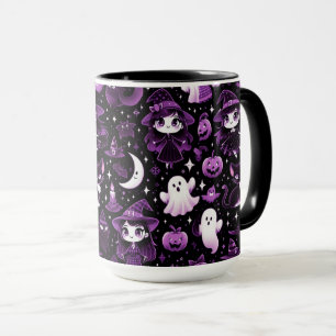 Taza Fantasma, brujas, gatos negros, murciélagos y luna
