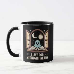 Taza Fantasma con libro Midnight Lee crema y oro