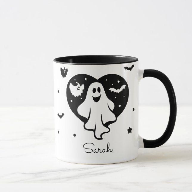 Taza Fantasma De Halloween Con Corazón Y Barba (Derecha)