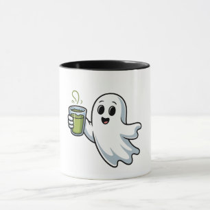 Taza Fantasma espeluznante de Halloween sosteniendo Mat