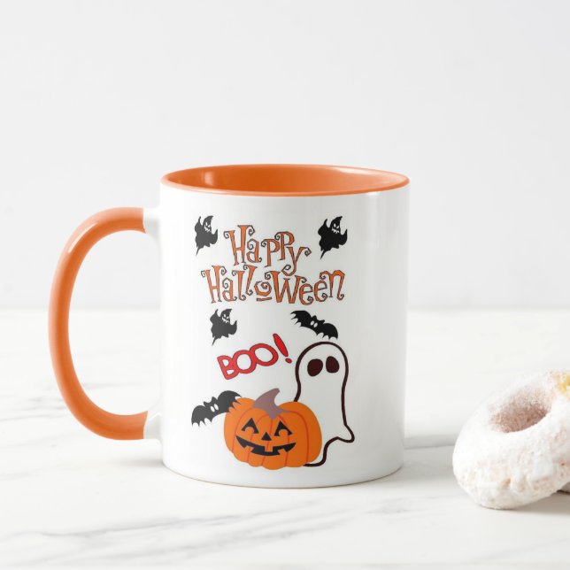 Taza Fantasma feliz de Halloween (Con donut)