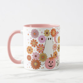 Taza Fantasma floral de Halloween Cute Retro