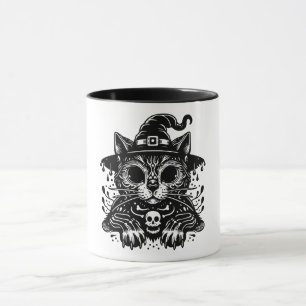 Taza Fantasma Gato Wearing Witch Gorra Halloween Mug