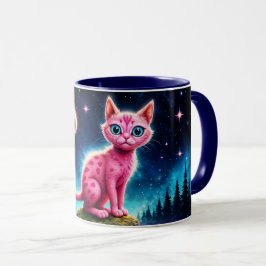 Taza Fantasma mágica de ojos azules bajo estrellas bril