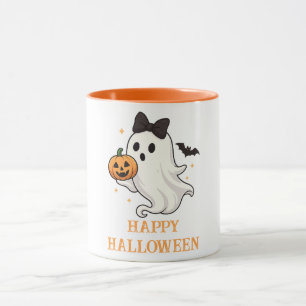 Taza Fantasma suave con barba y calabaza   Halloween