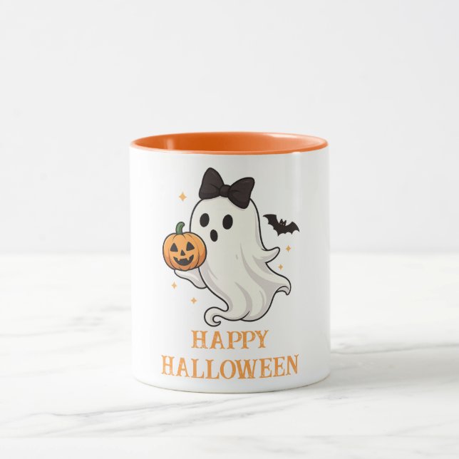 Taza Fantasma suave con barba y calabaza | Halloween (Centro)