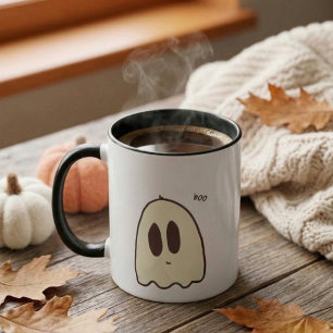 Taza Fantasma Tímido y Amigable que Dice Boo