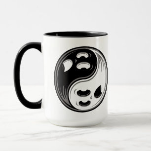 Taza Fantasma Yin Yang Negro y Blanco