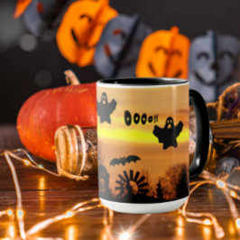 Taza Fantasmas y murciélagos nocturnos de Halloween