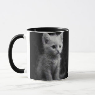 Taza Fantástico Gatito Blanco Humeante Lindo