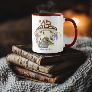 Taza Fantástico Ratón de Fantasía Casa de Hongo Floral 