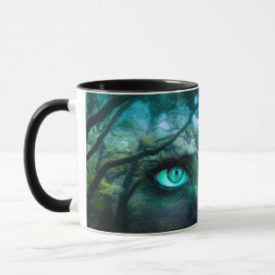 Taza Fantasy Chica Face Eye Wood Forest Lash Eyebrow