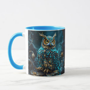 Taza Fantasy Cute Brass Turquoise Owl