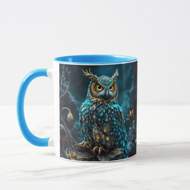 Taza Fantasy Cute Brass Turquoise Owl (Izquierda)