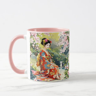Taza Fantasy Cute Chica Kimono Sakura