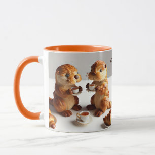 Taza Fantasy Cute Croissants Otters Tea