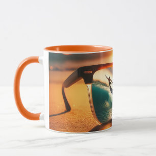 Taza Fantasy Cute Glasses Sunset Beach