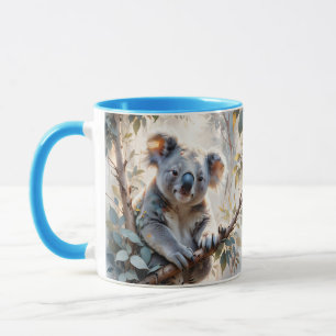Taza Fantasy Cute Koala Tree Watercolor