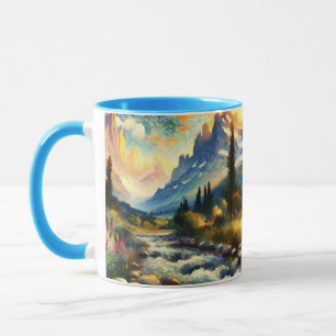 Taza Fantasy Cute Mountains Paisaje Sunset