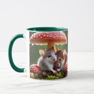 Taza Fantasy Cute Mouse Lluvia a los hongos