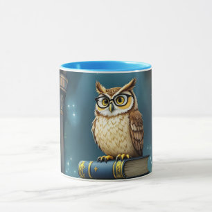 Taza Fantasy Cute Owl Glasses Libros