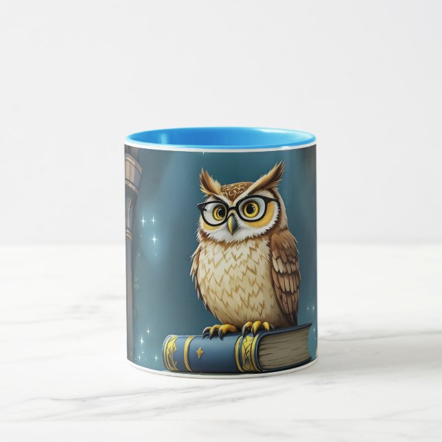 Taza Fantasy Cute Owl Glasses Libros (Centro)