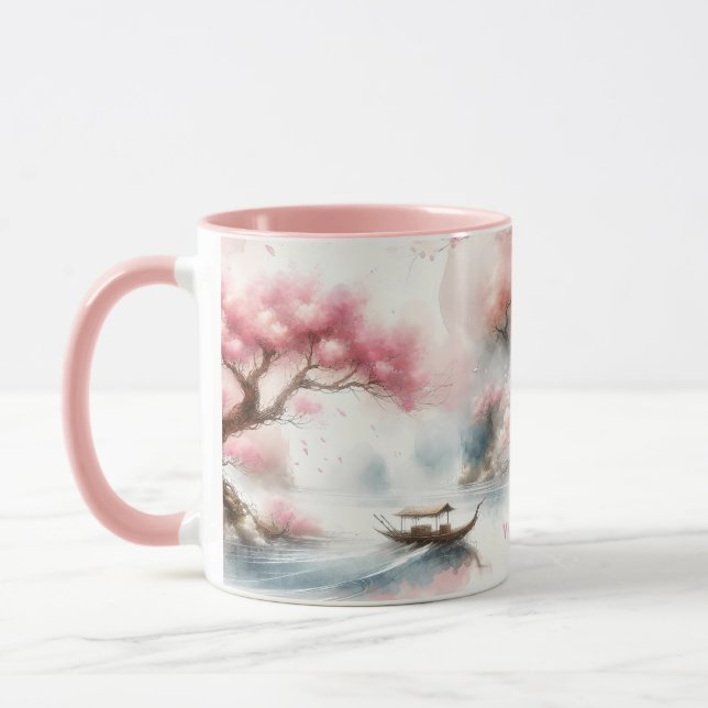 Taza Fantasy Cute Pink Lake Bote (Izquierda)