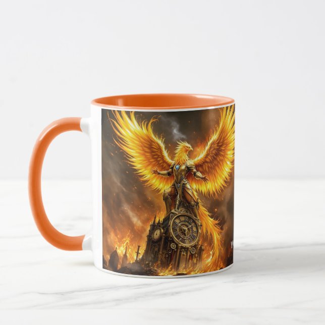 Taza Fantasy Cute Steampunk Flames Phoenix (Izquierda)