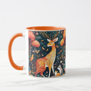 Taza Fantasy Cute Vivid Flowers Forest Deer