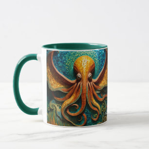 Taza Fantasy Cute Vivid Octopus Hermoso Mosaico